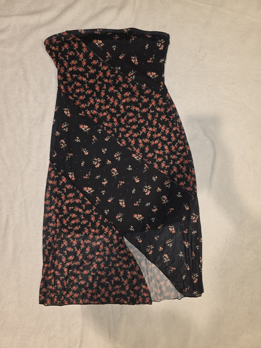Altar'd State Black Midi Dress with Red Floral Print